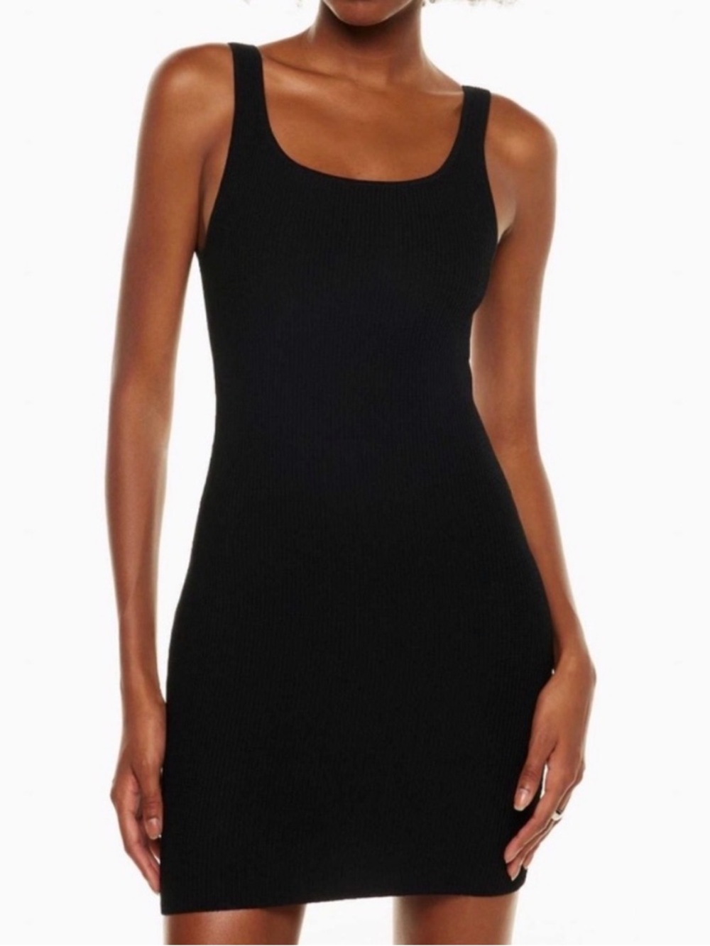 Sleek Black Ribbed Tank Dress